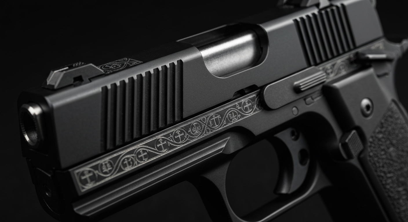 Laser engraved custom pistol slide