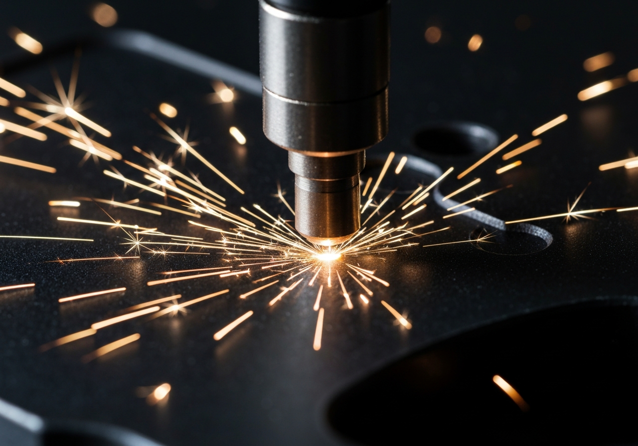 Laser engraving machine in operation