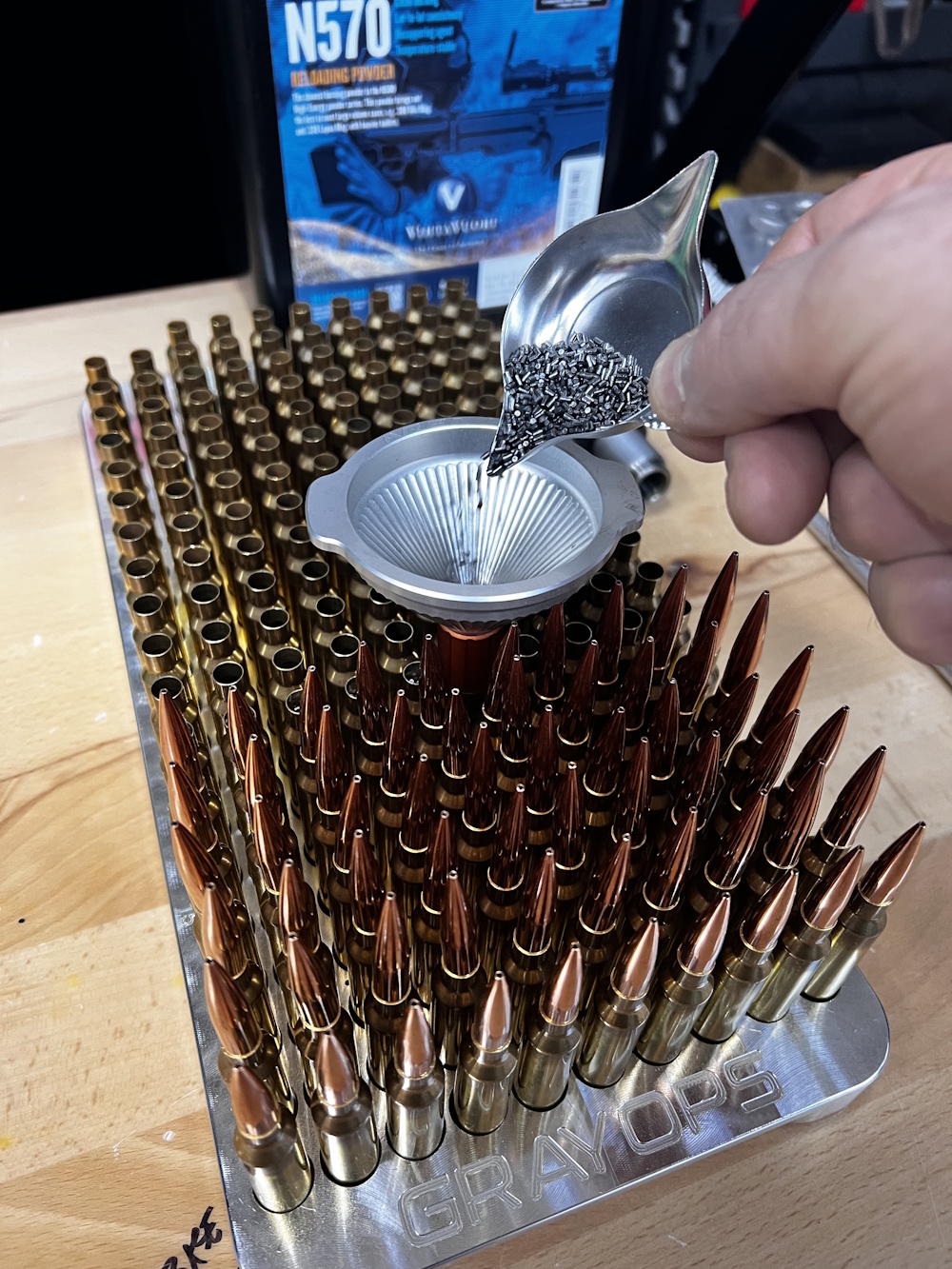 Custom precision rifle ammunition being prepared by Precise Arms.