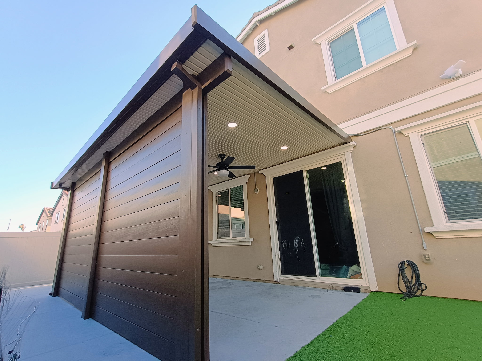 White Attached Patio Cover