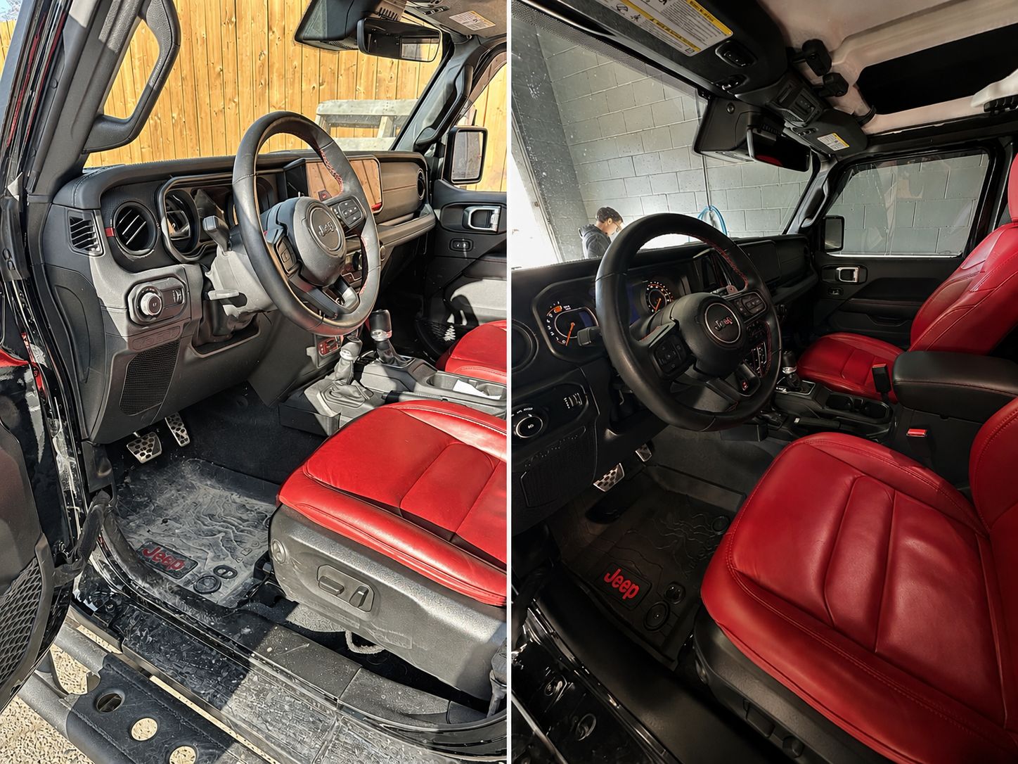 Jeep interior red seats before and after detailing