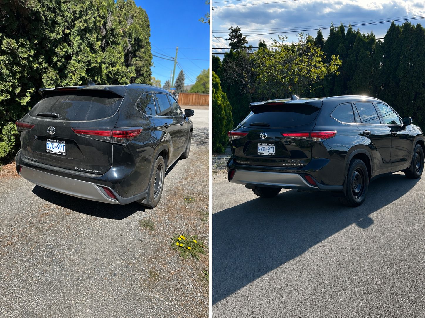 Toyota Highlander exterior rear before and after detailing