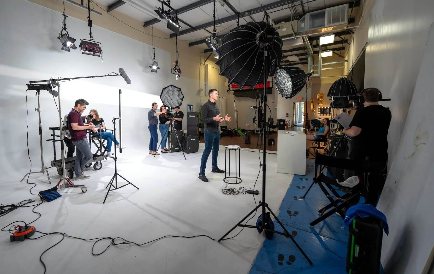 Behind the scenes video production set