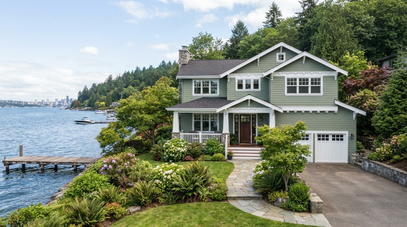 Lakeside home exterior painting in Kirkland, WA