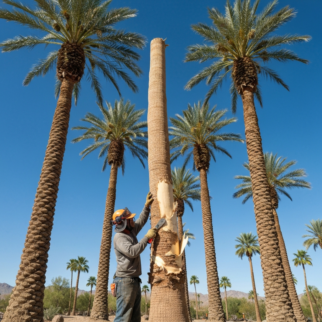 Detailed palm tree trimming service