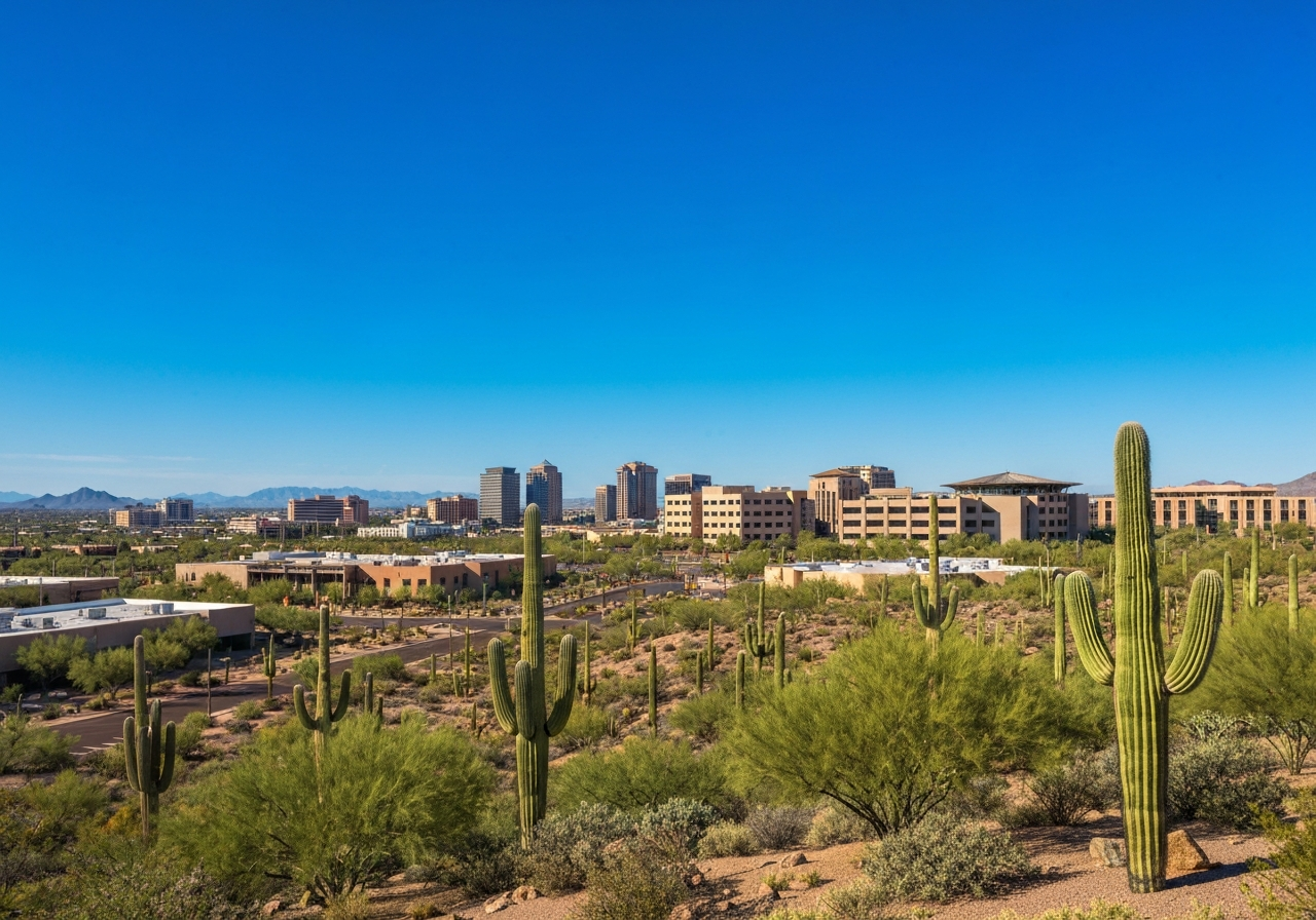 Tempe Arizona neighborhood with desert trees