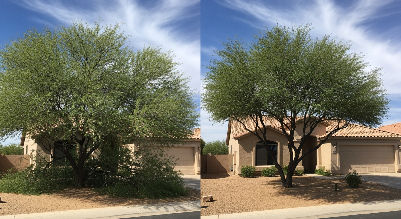 Before and After Tree Trimming
