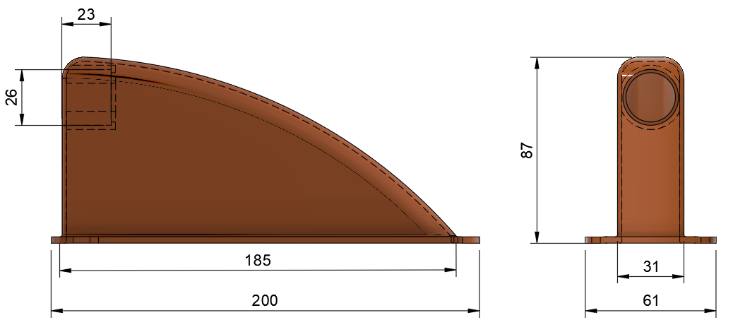 25mm Conduit Fin Measurements