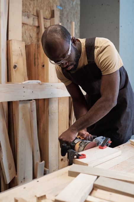 Carpenter in workshop