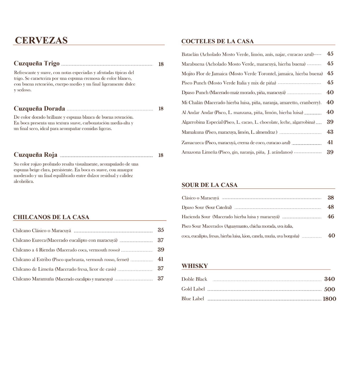 Cervezas, Chilcanos & Cocteles — Dpaso