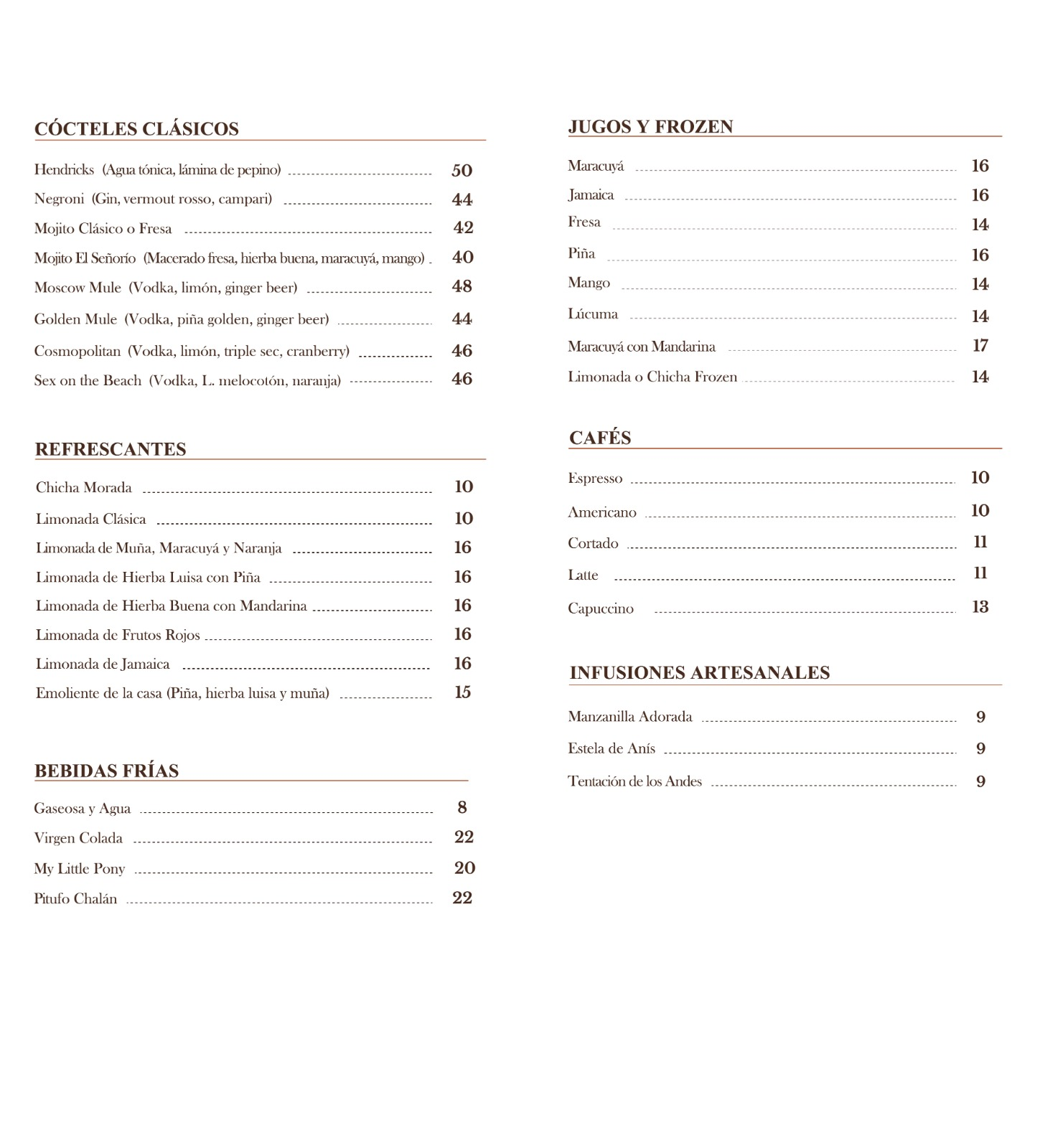 Cócteles Clásicos, Refrescantes & Cafés — Dpaso