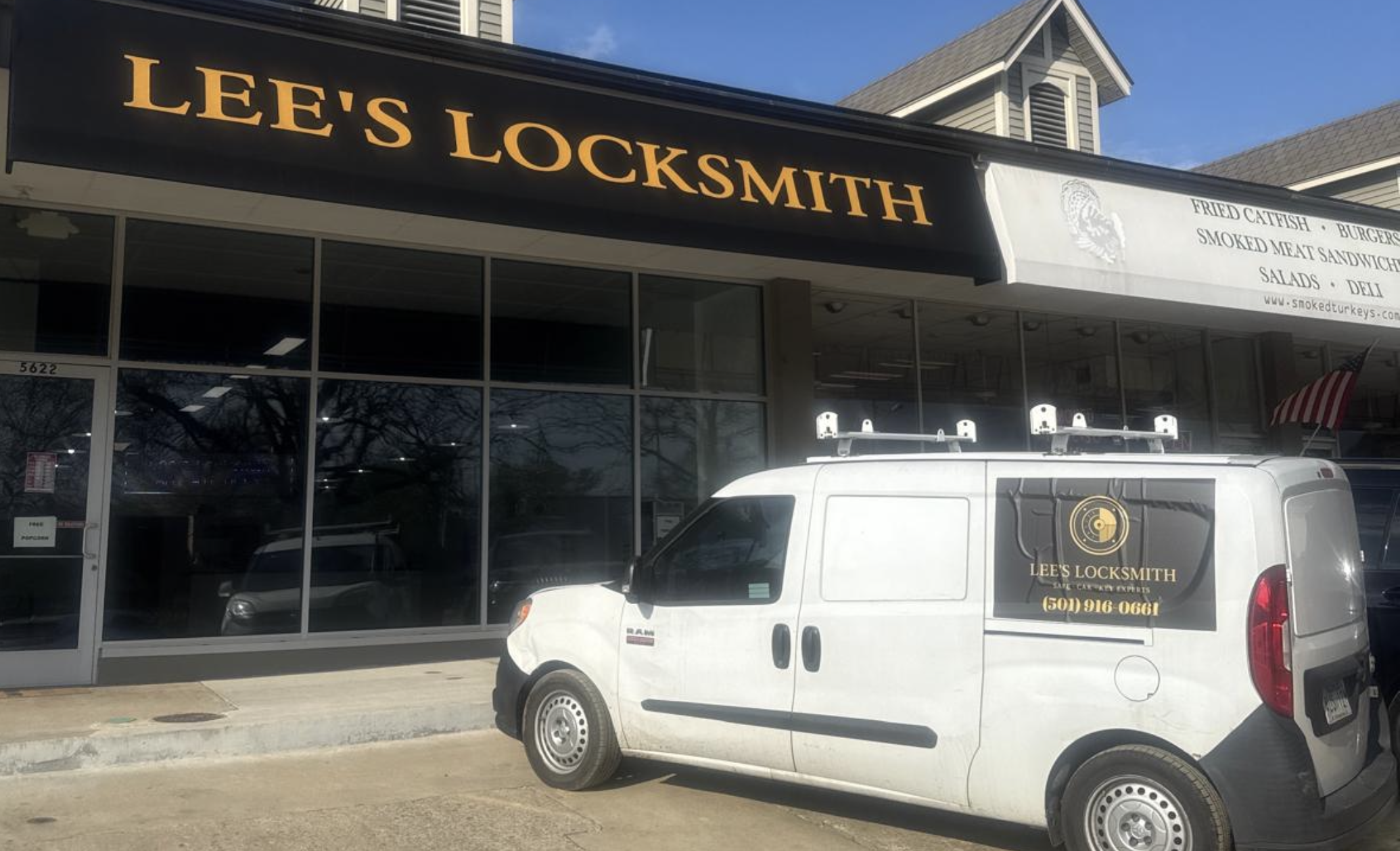 Lee's Locksmith shop at 5622 R Street, Little Rock AR with service van