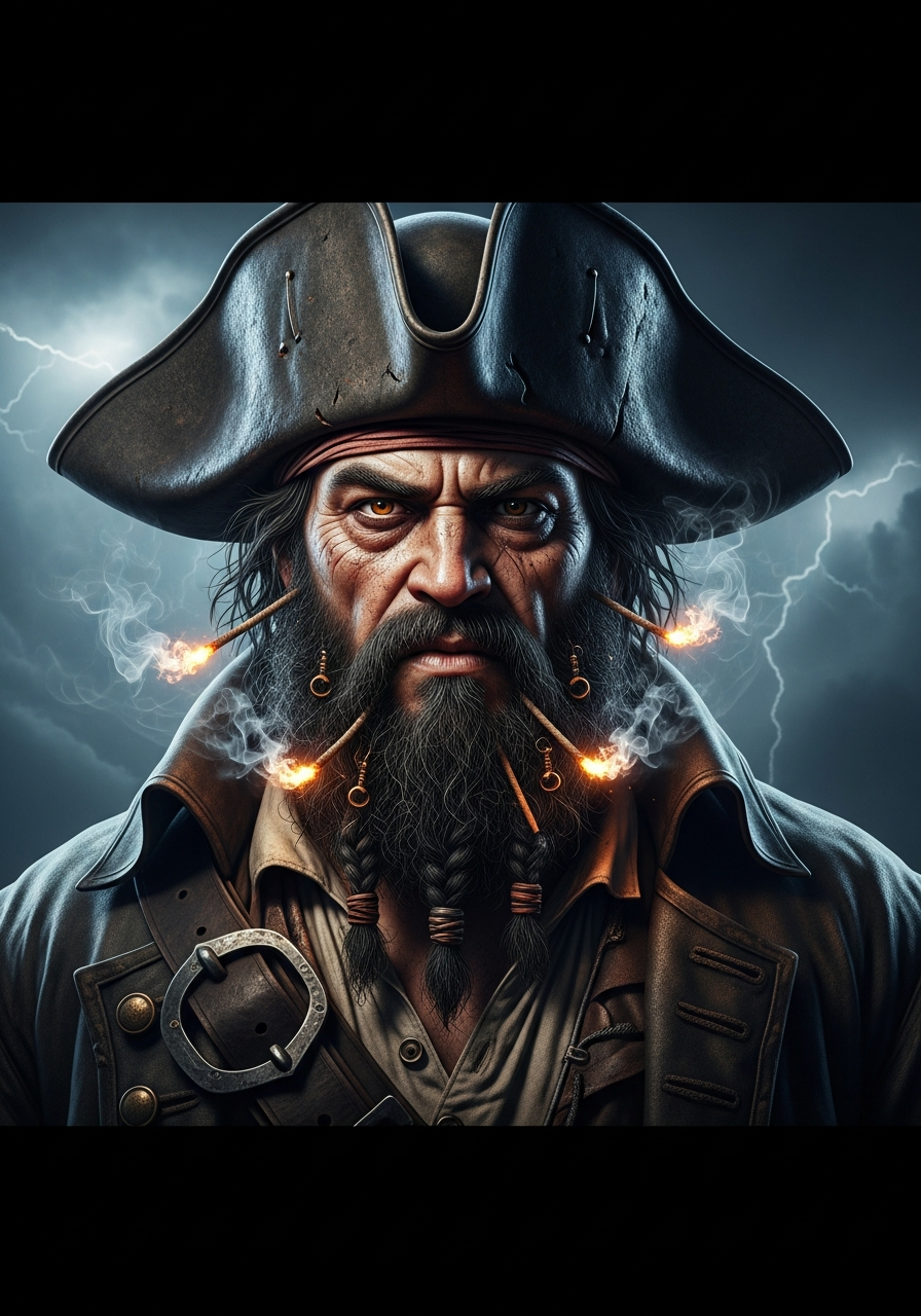 Portrait of Edward Teach, known as Blackbeard