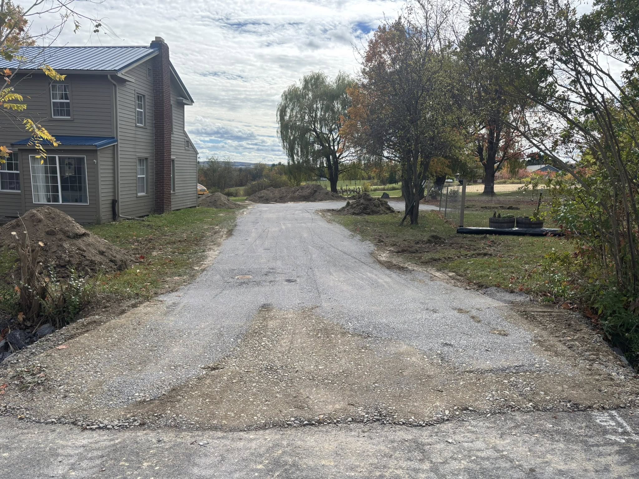 Gravel driveway extension in progress