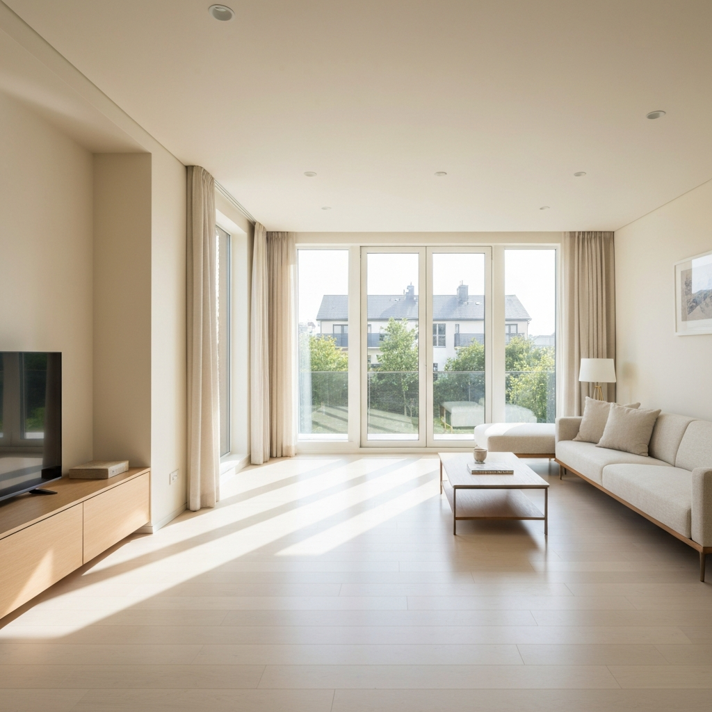 Pristine, deeply cleaned living room
