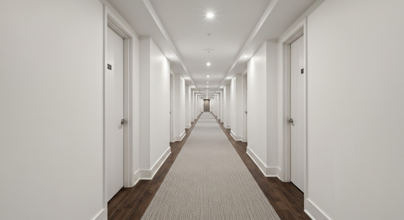 Clean bright hallway in apartment building