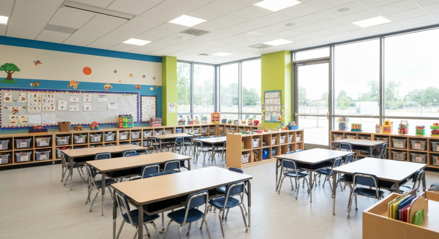 Sanitized children's classroom