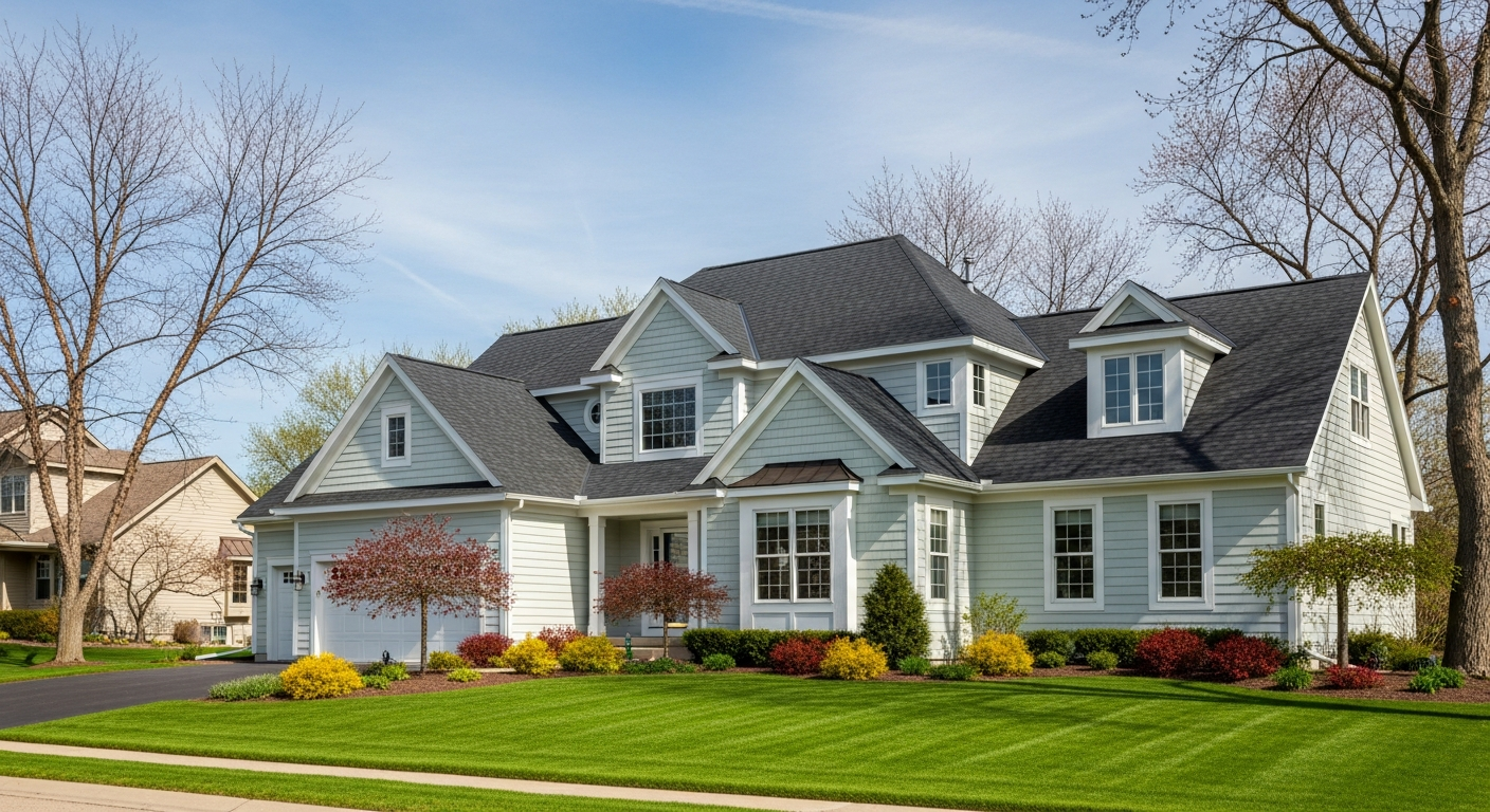 Freshly installed asphalt roof on a Minnesota residential home