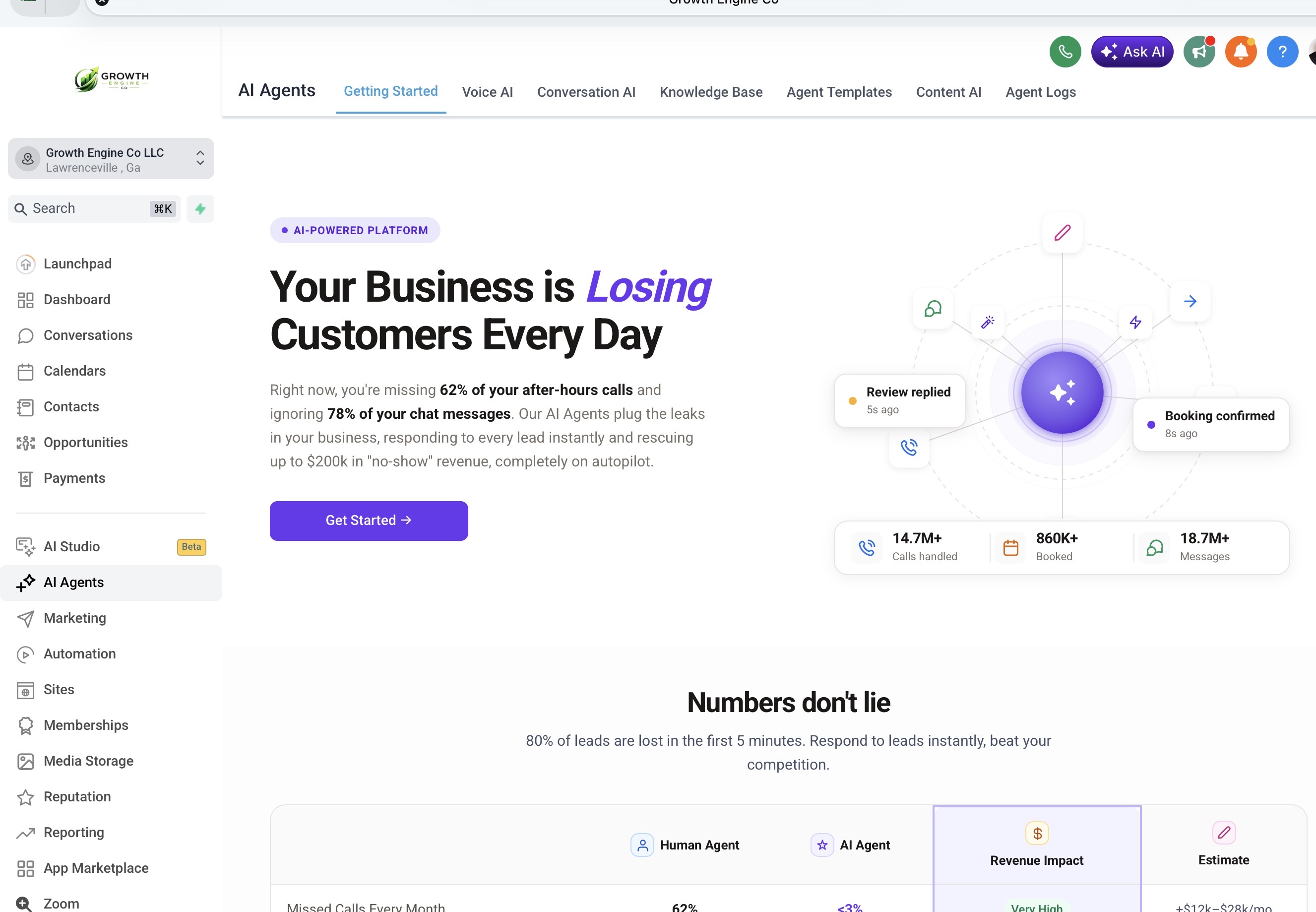 Growth Engine Platform Dashboard