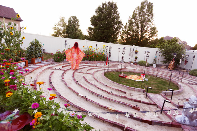 Autumn's sacred labyrinth garden