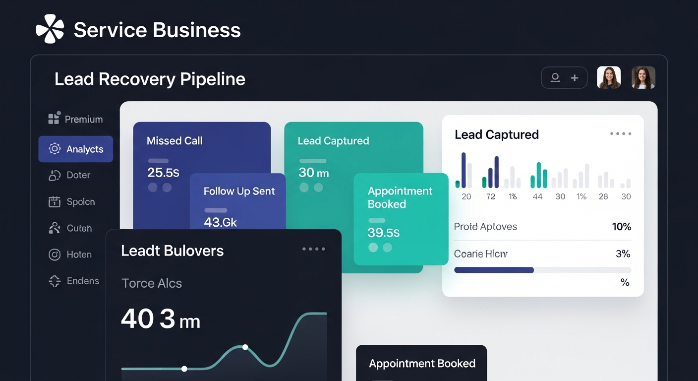 Aevate revenue recovery dashboard — showing recovered leads, booked appointments, and pipeline visibility