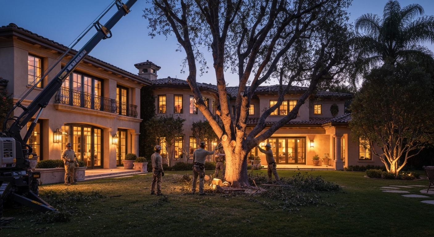 Tree removal at a Camarillo residential property as part of a landscape project