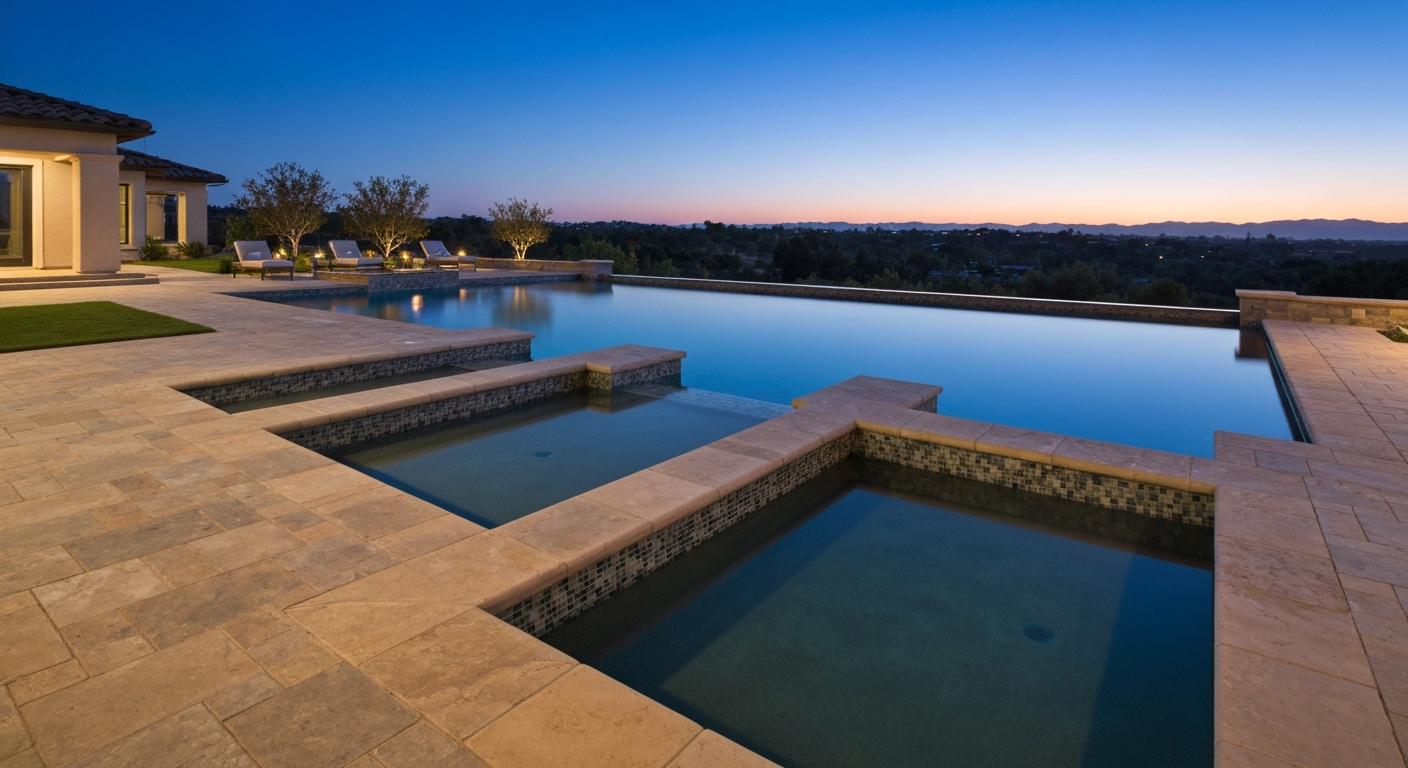 Pool surround with pavers and landscape improvements in a Camarillo backyard