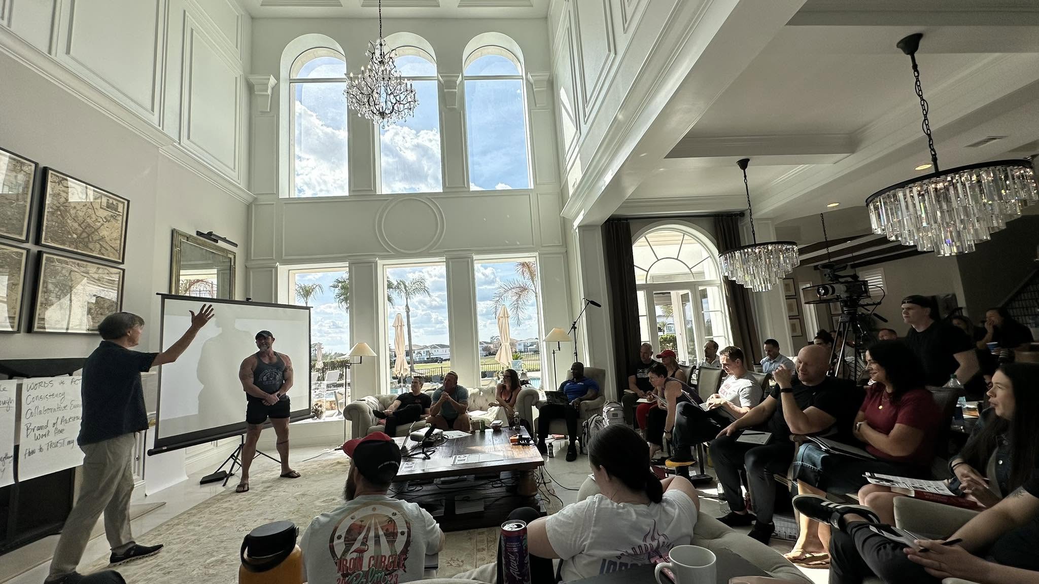 Private executive retreat and presentation session in an estate salon setting