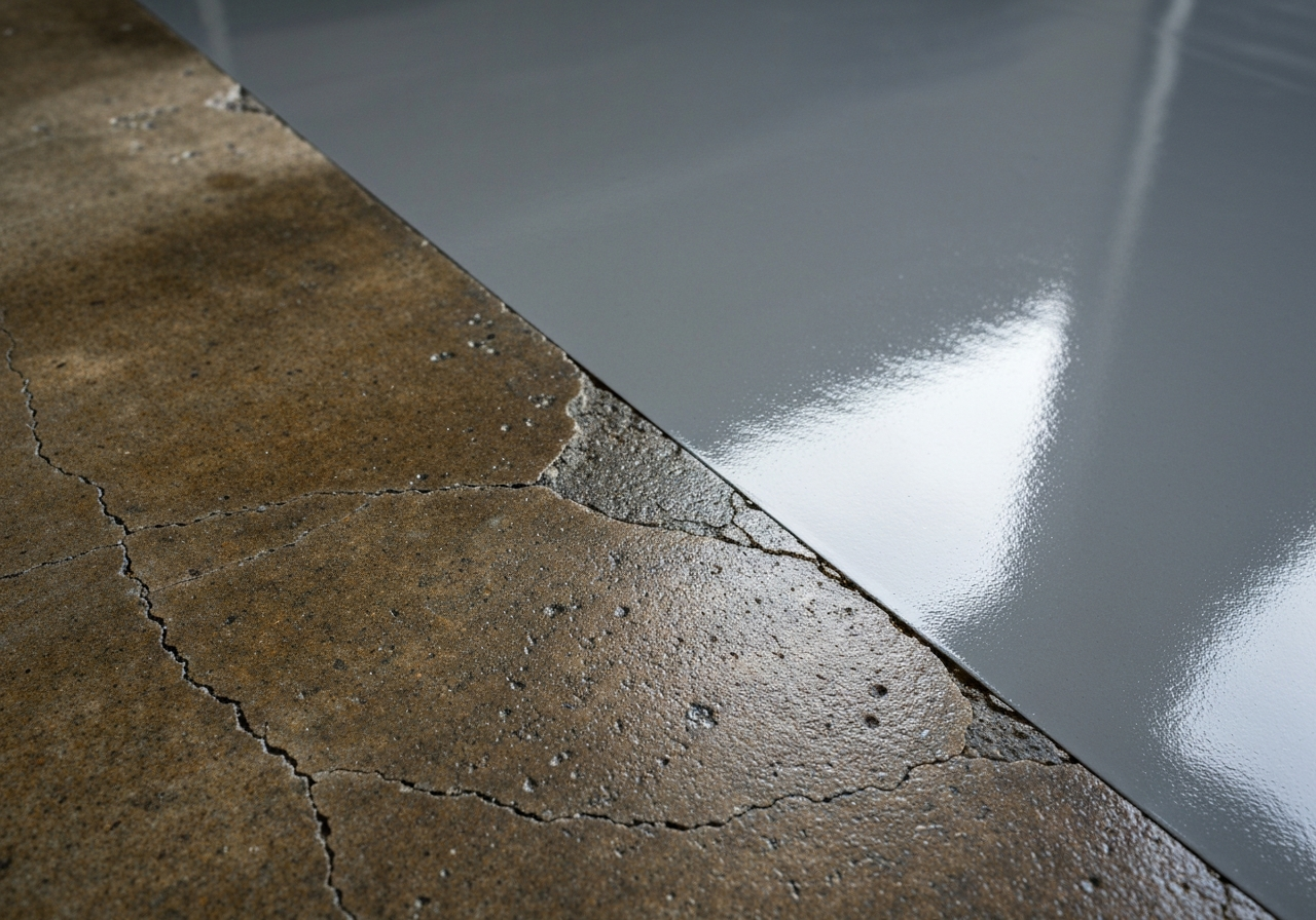 Damaged concrete vs finished epoxy