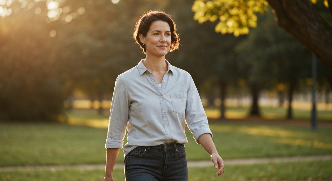 Calm and confident person experiencing relief