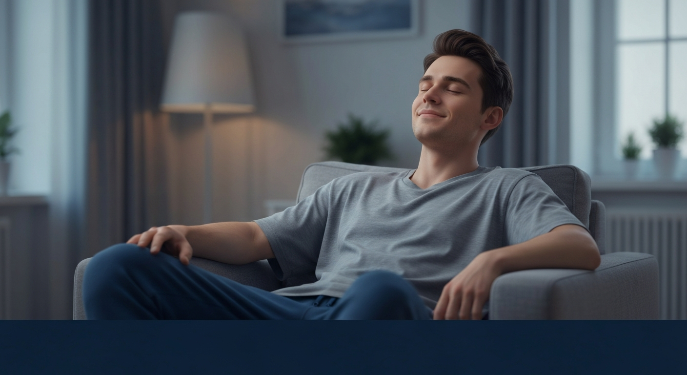 Relaxed person using Alpha-Stim AID