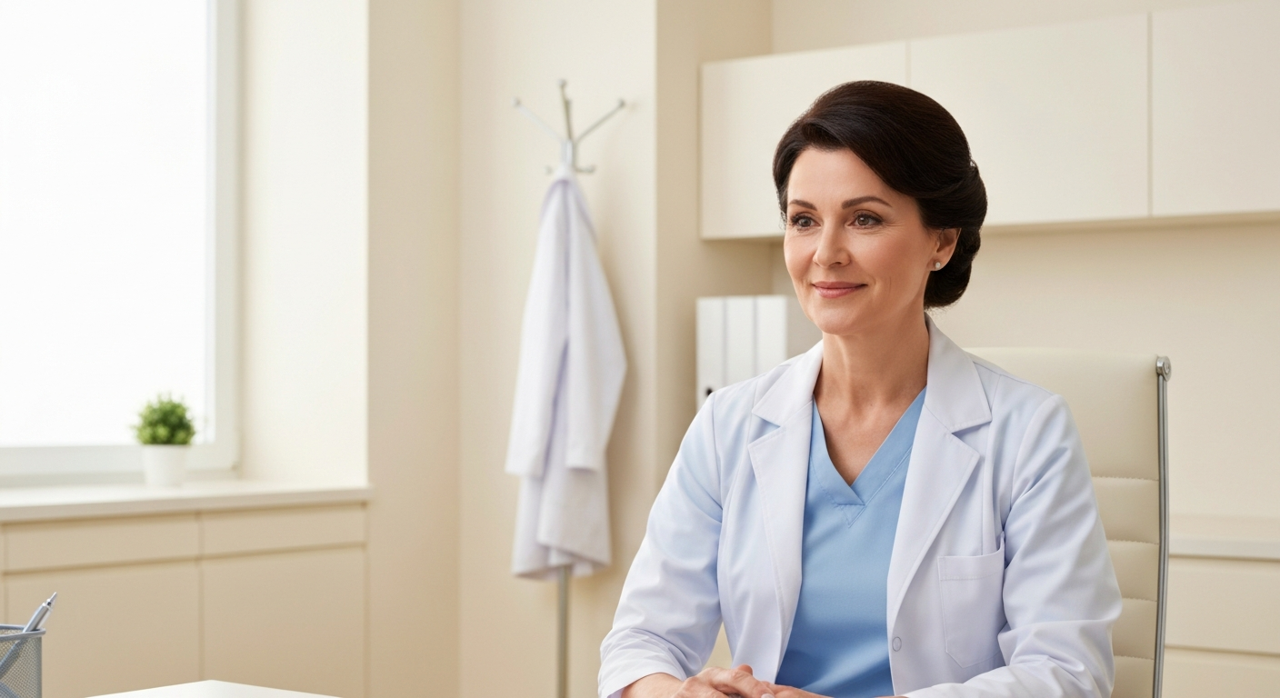 Healthcare professional in a modern clinical consultation setting