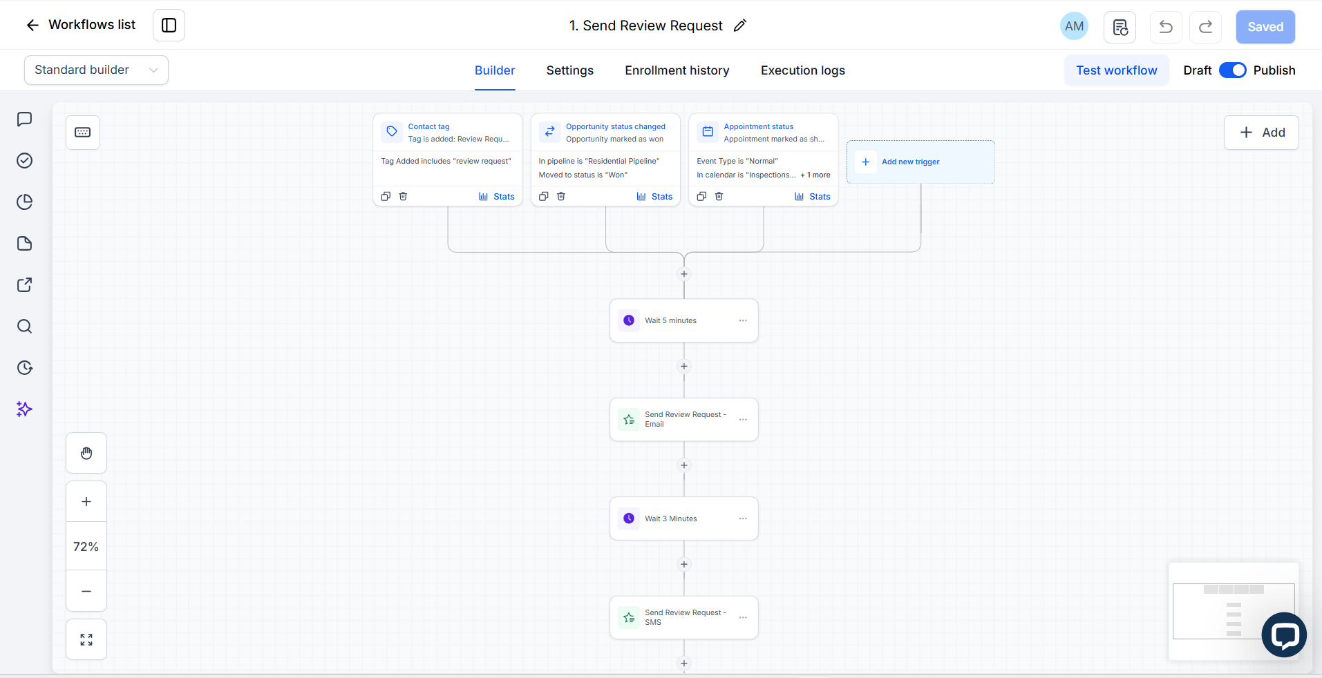 01. Send Review Request - CRM Screenshot