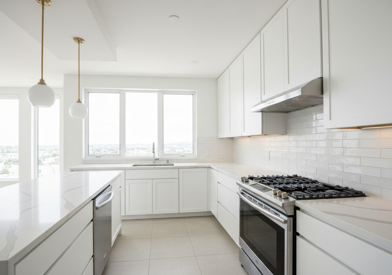 Spotless luxury kitchen ready for new residents
