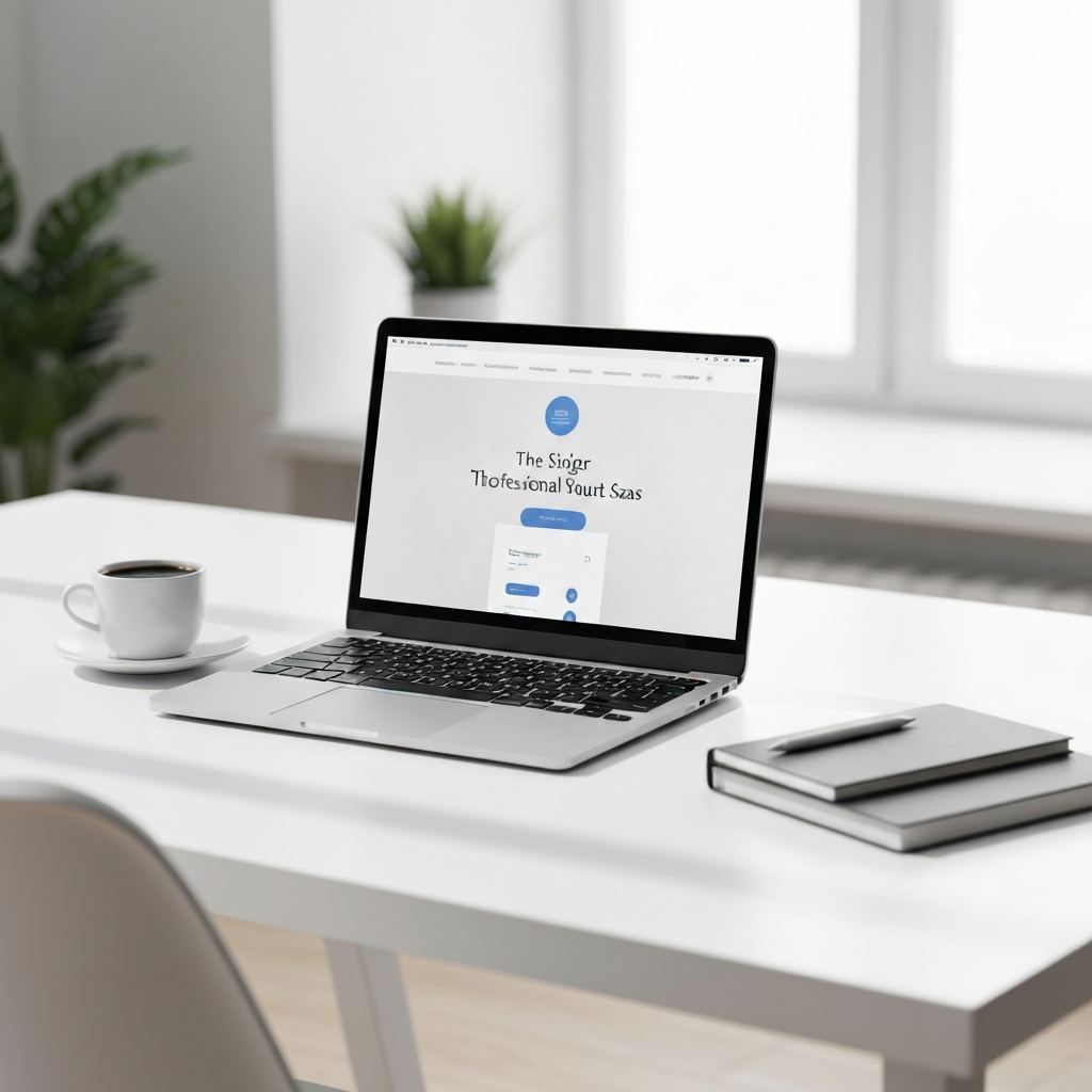 Modern workspace with website design
