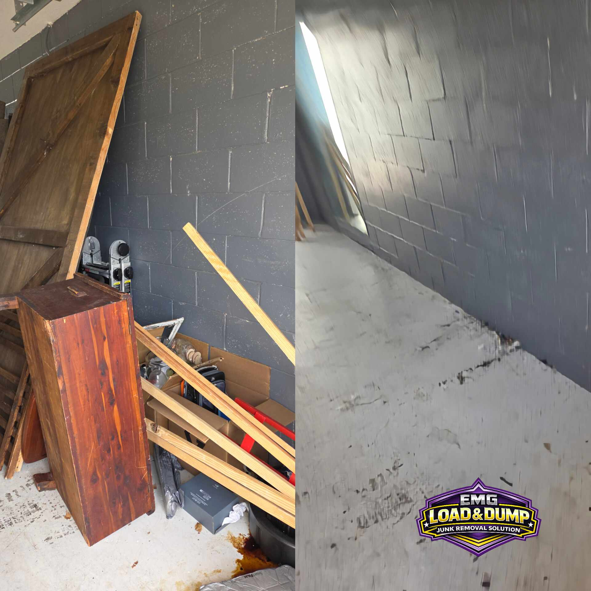 Garage cleanout before and after