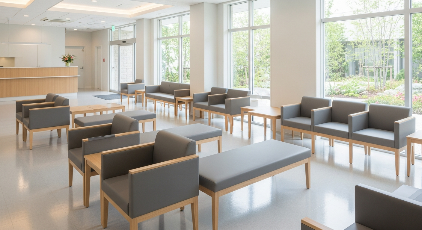 Pristine medical centre waiting area