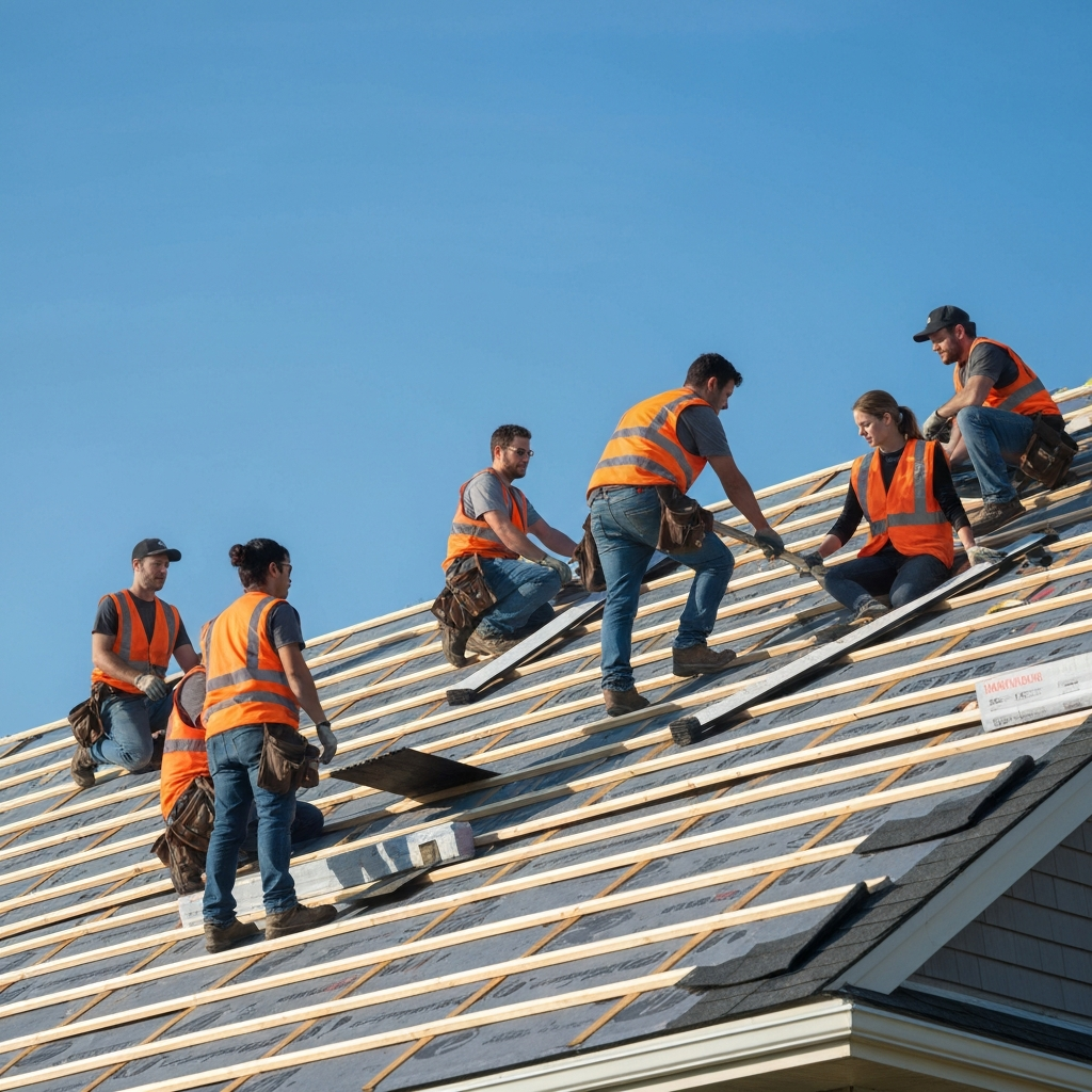 Roofing team