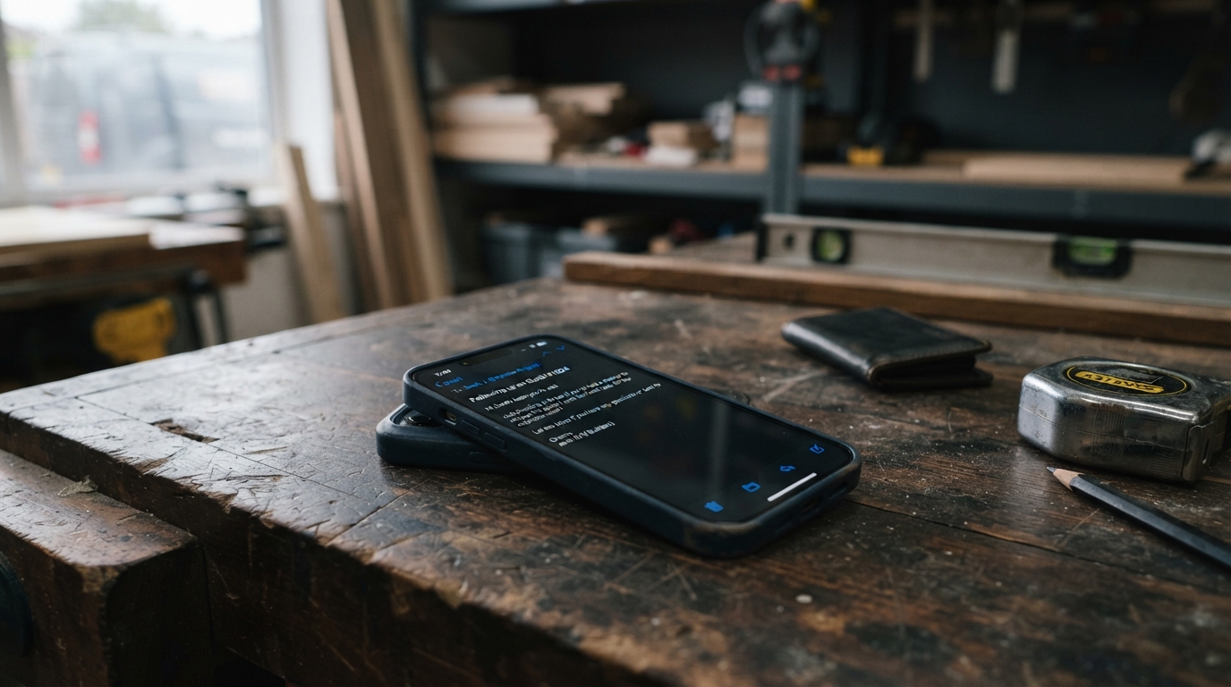 Why the first message never wins the job - unsent follow-up message on a tradesperson's phone