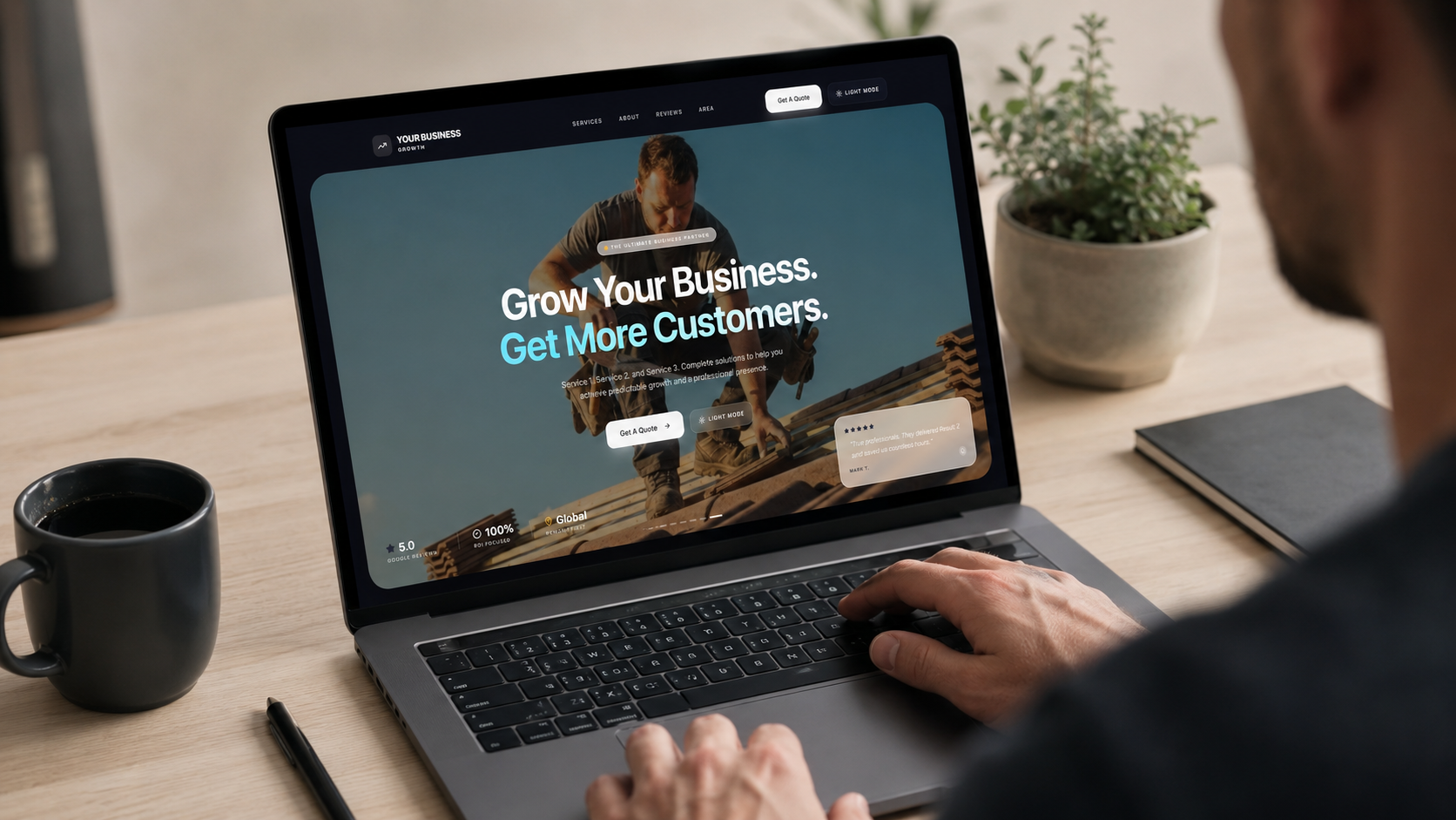 Killingworth business website on laptop