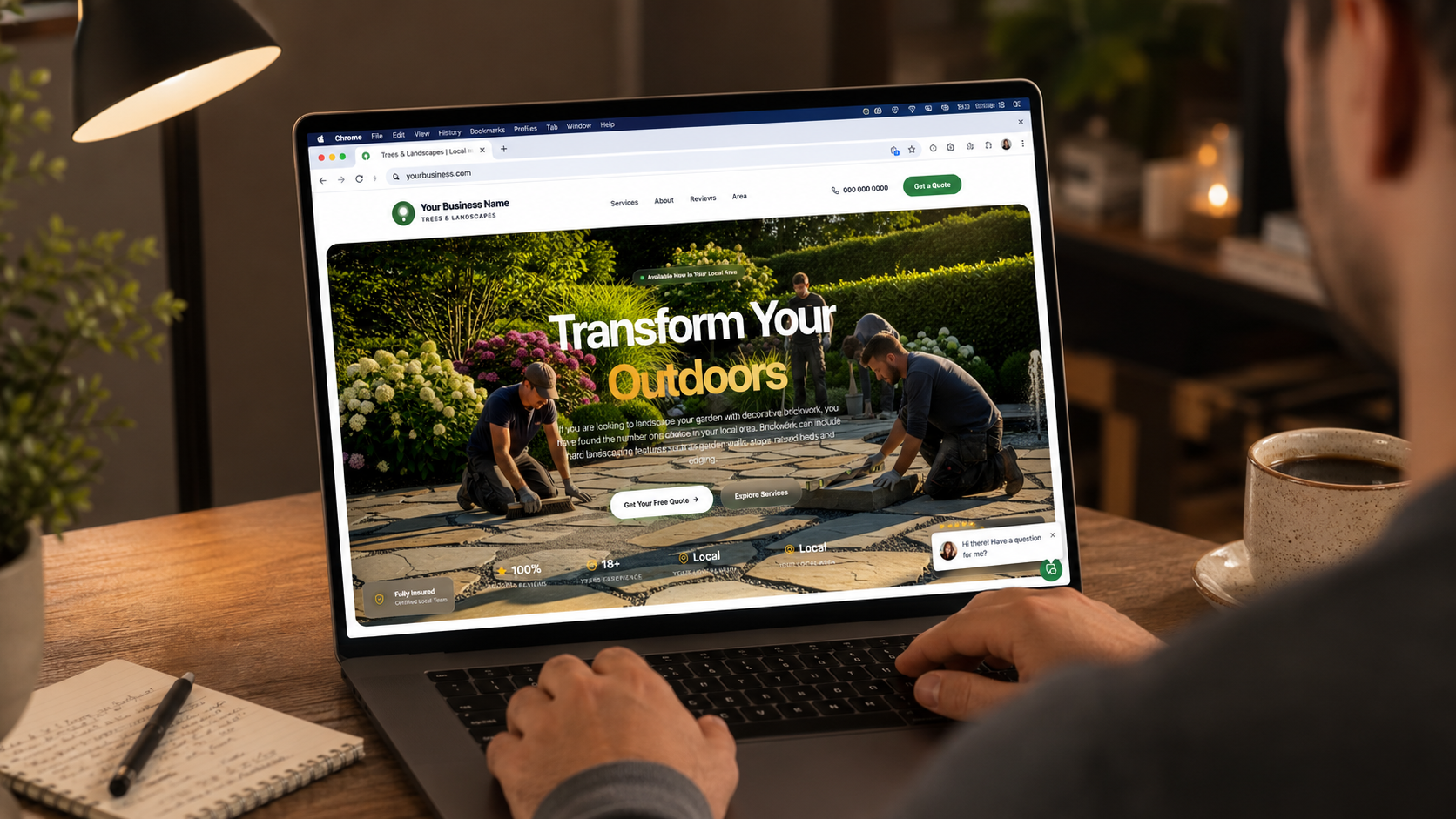 Morpeth business website on laptop