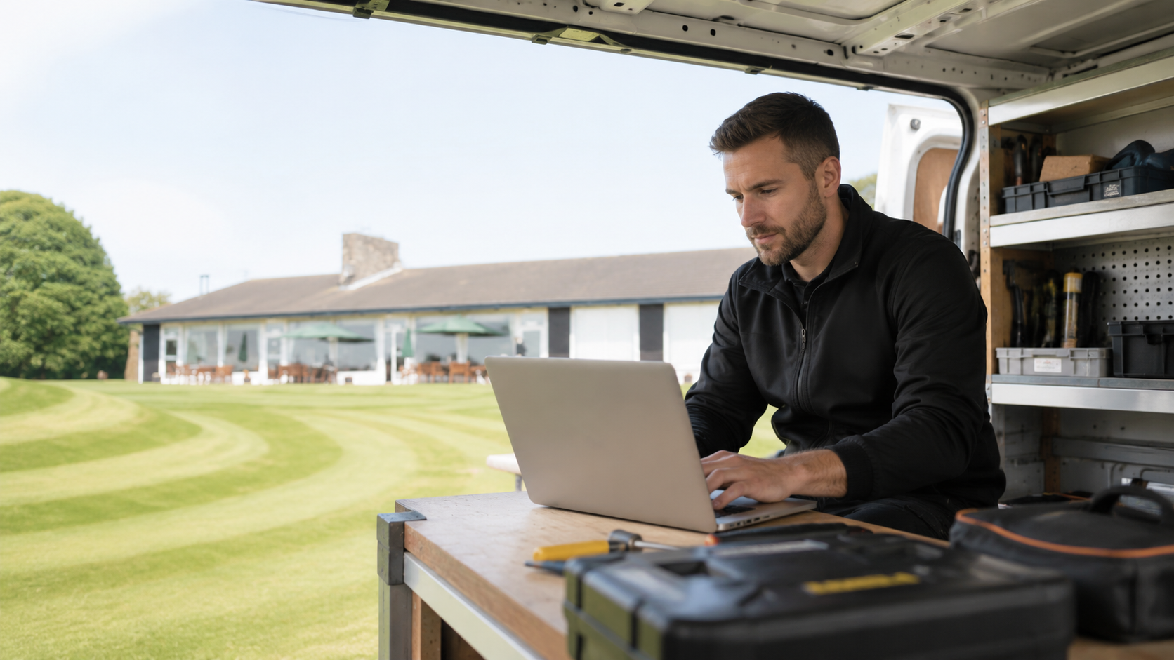 Bedlington business owner working in van