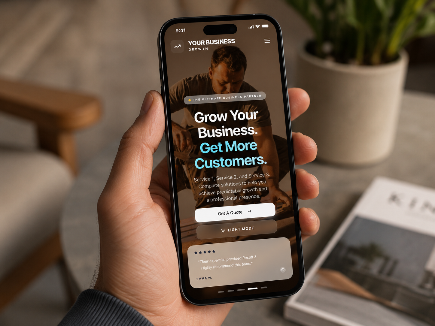 Morpeth business website on mobile