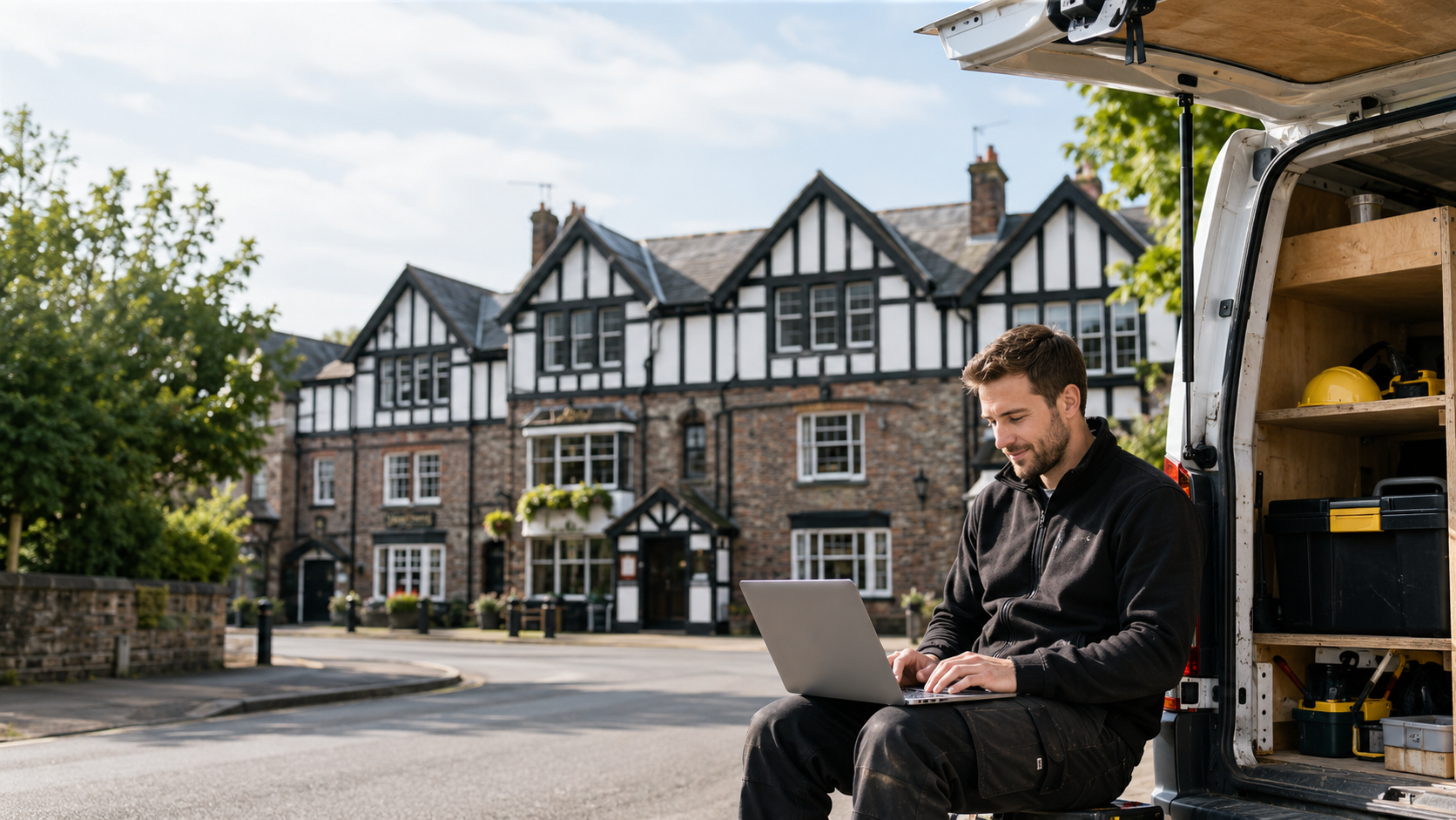 Ponteland business owner working in van
