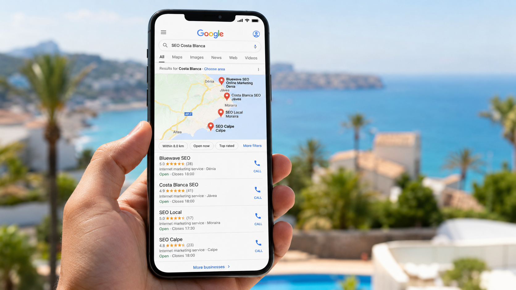 Modern Costa Blanca business website built by Chrisp Design shown on laptop and mobile