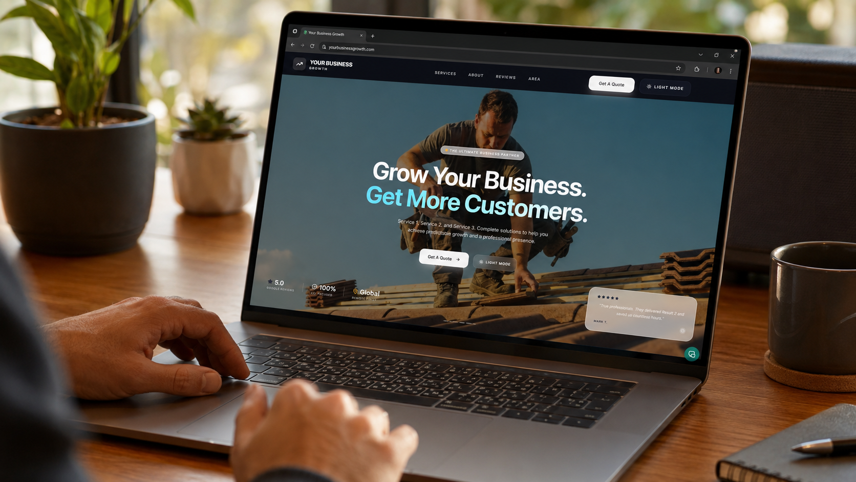 Bedlington business website on laptop