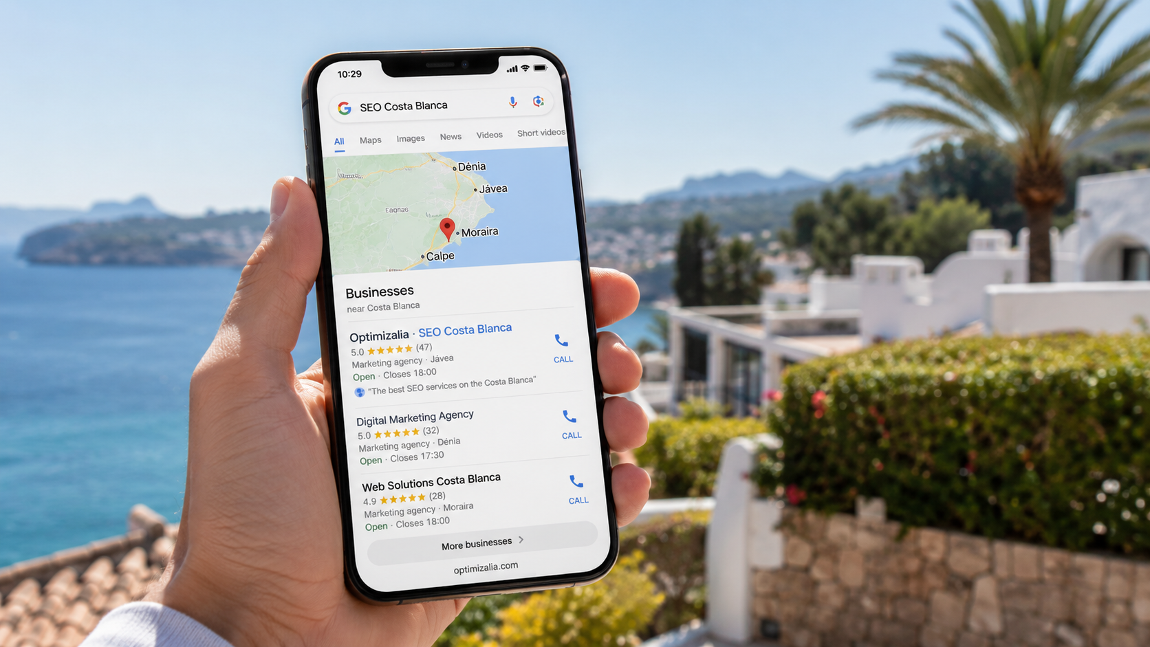 Modern Costa Blanca business website built by Chrisp Design shown on laptop and mobile