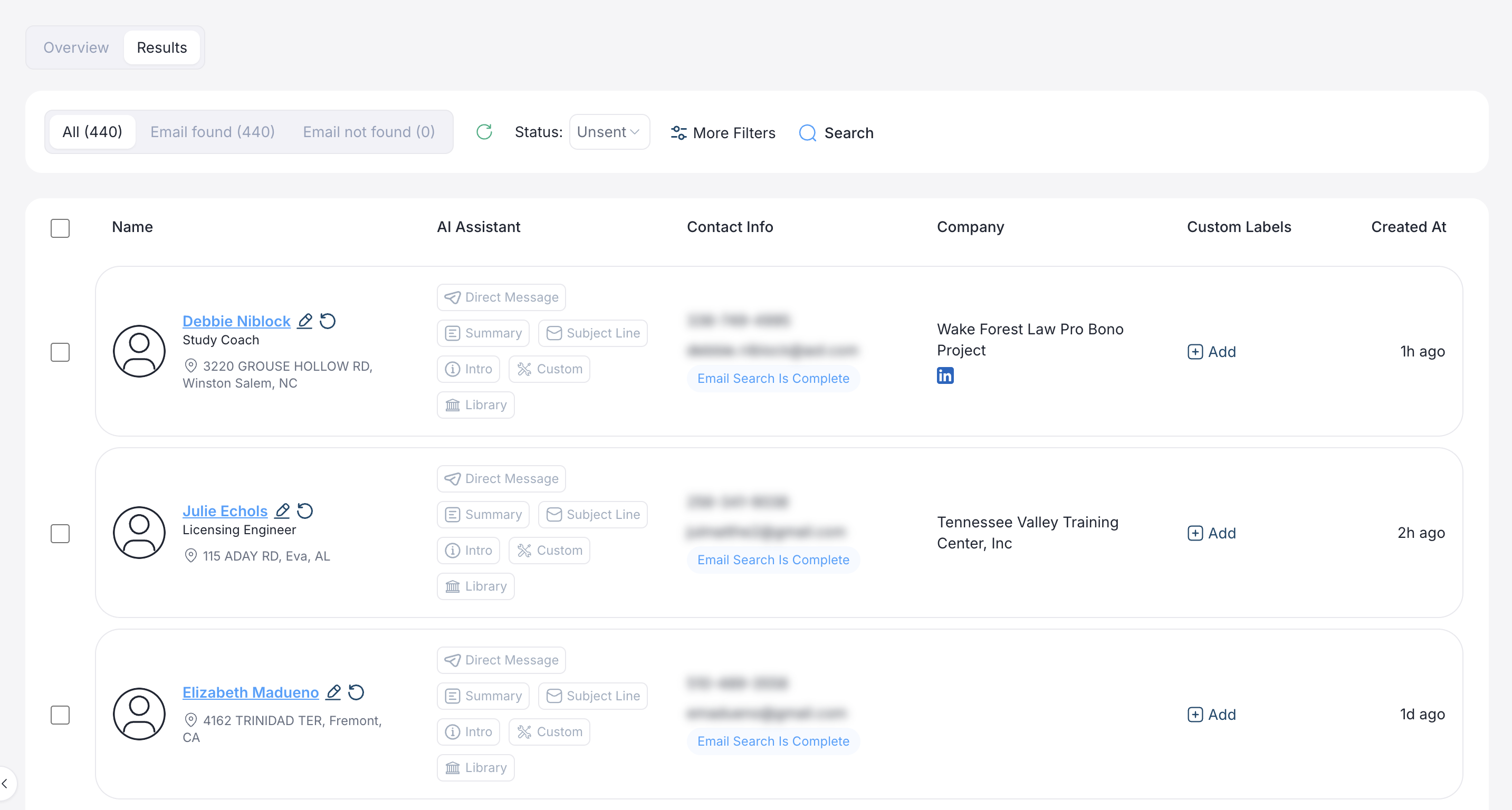 Website Visitor Search screenshot