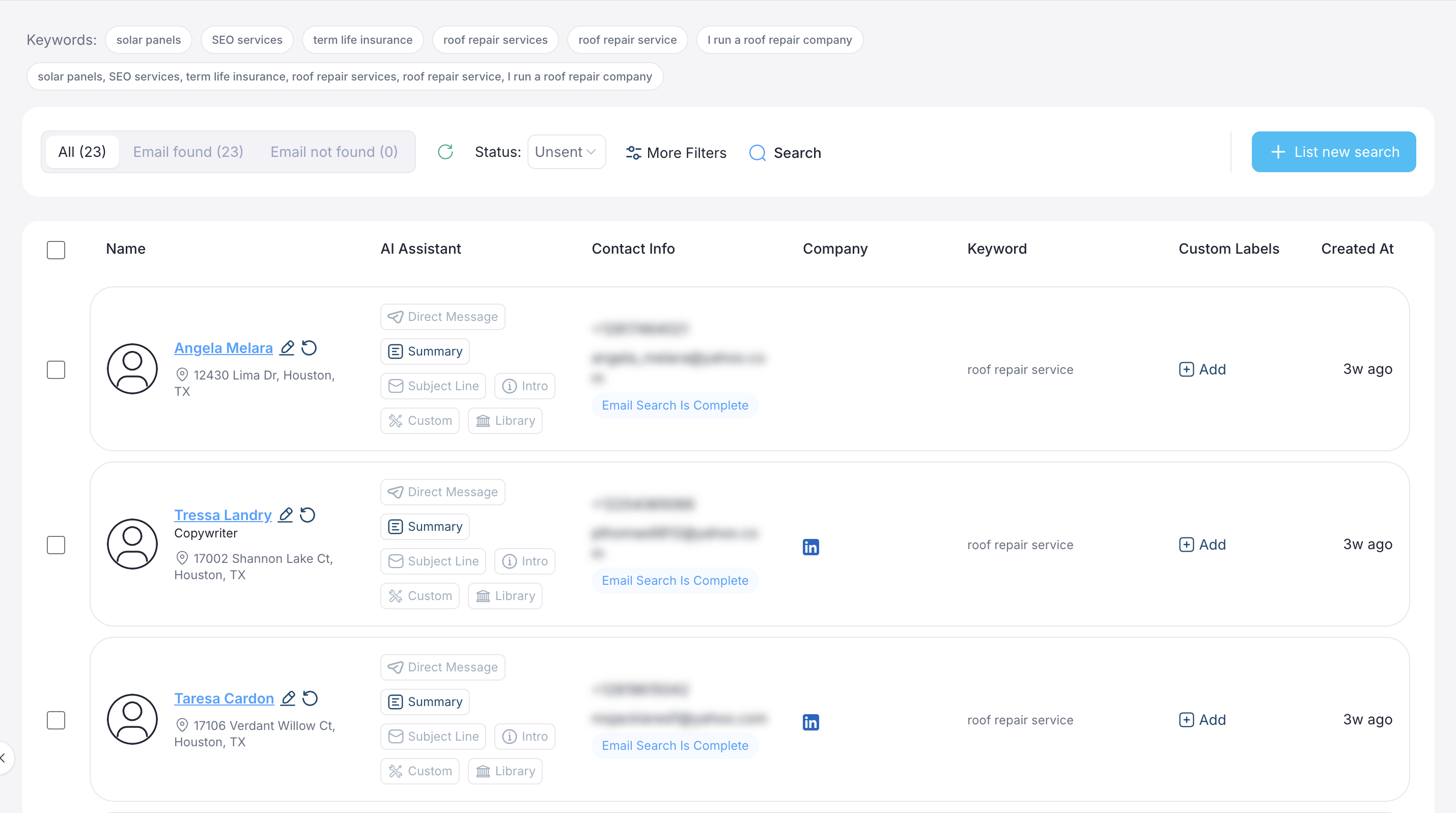 Buyer Intent Search screenshot