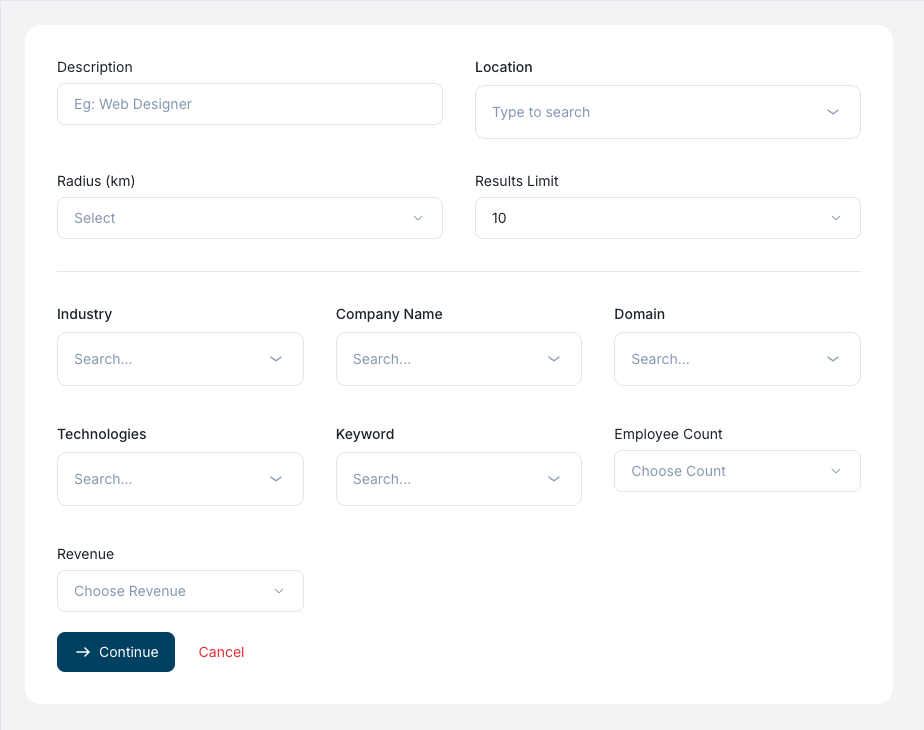 Company Search. screenshot